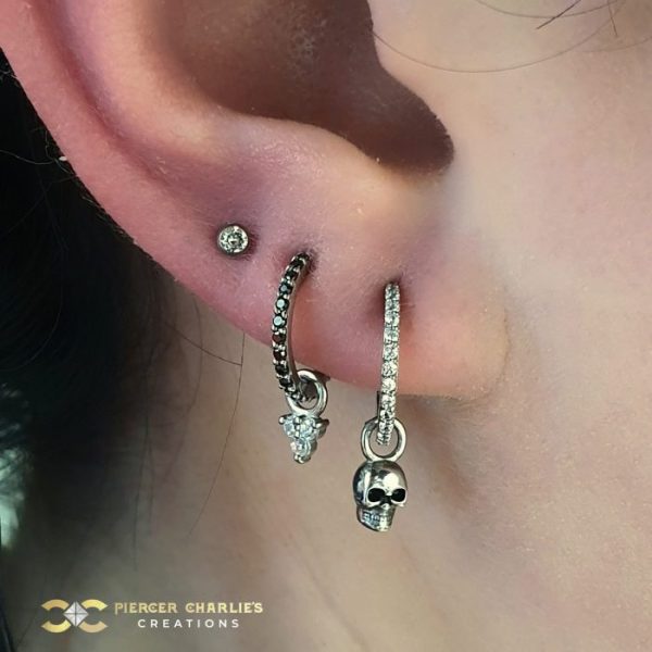 Skull and Trinity Charms on Pave Rings