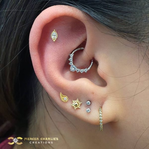 Yellow and White combination of Beautiful Piercing Jewellery
