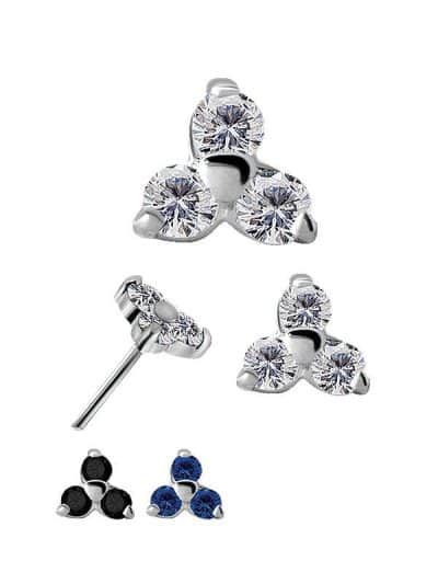 Trinity Push-In Stud Earring, Small, 18k White Gold