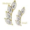 4-Marquise Curved Cluster Threaded Stud Earring, 18k Yellow Gold