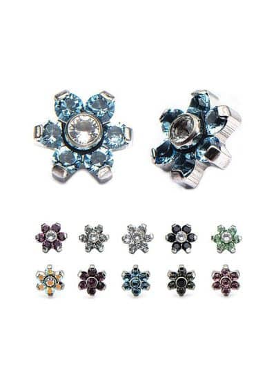 CZ Flower Threaded Stud Earring, Titanium