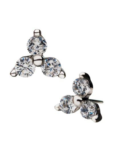 Trinity Push-In Stud Earring, 14k White Gold, Medium