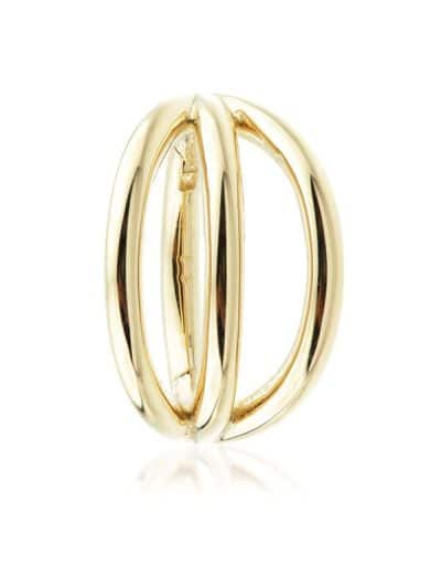 Triple Band Clicker Earring, 9k Yellow Gold, 8mm