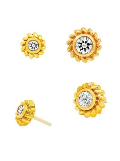 Junipurr Braided Gem Push-In Stud Earring, 14k Yellow Gold