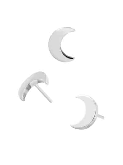 Junipurr Moon Push-In Stud Earring, 14k White Gold