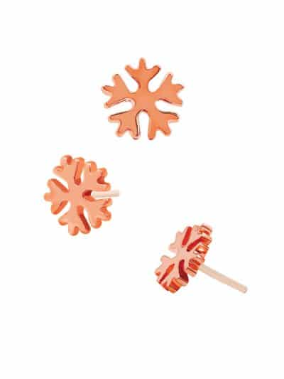 Junipurr Snowflake Push-In Stud Earring, Glossy, 14k Rose Gold