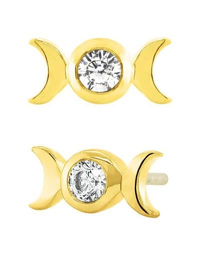 Junipurr Tauriel Push-In Stud Earring, 14k Yellow Gold