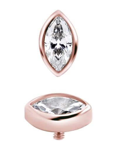 Bezel Marquise Threaded Stud Earring, 18k Rose Gold