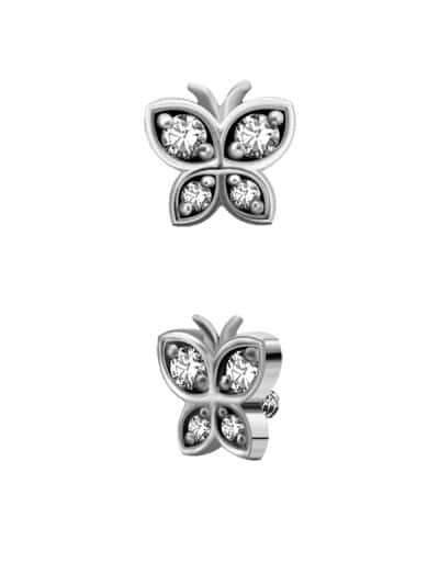 Steel Swarovski® Zirconia Butterfly Stud