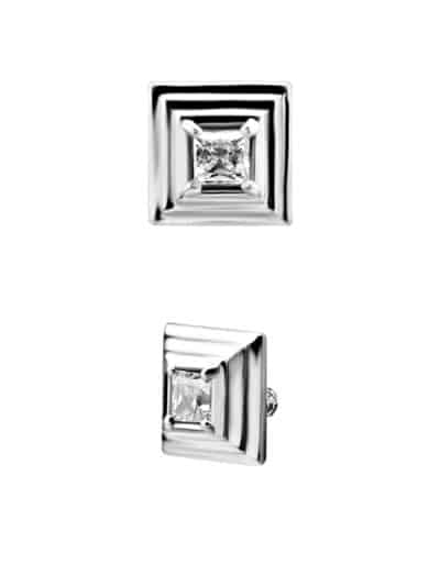 Steel Swarovski® Zirconia Zigurat Stud