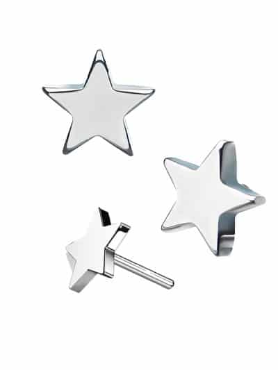 Star Threaded / Push-In Stud Earring, Titanium