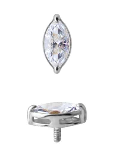 Prong Marquise Threaded Stud Earring, 18k White Gold