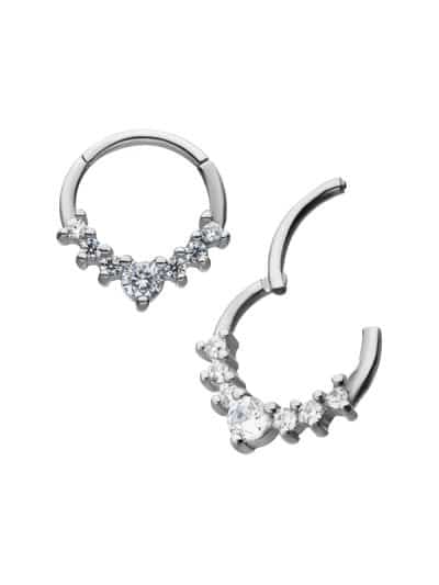 7-Gem Daith Clicker Earring, Steel