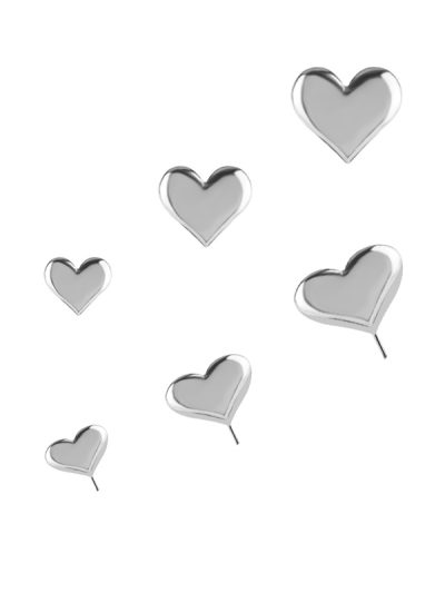 Love Heart Push-In Stud Earring, 18k White Gold