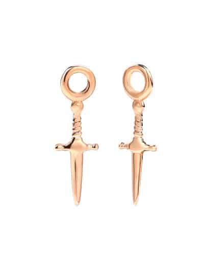 Dagger Charm for Clicker Hoop, 14k Rose Gold